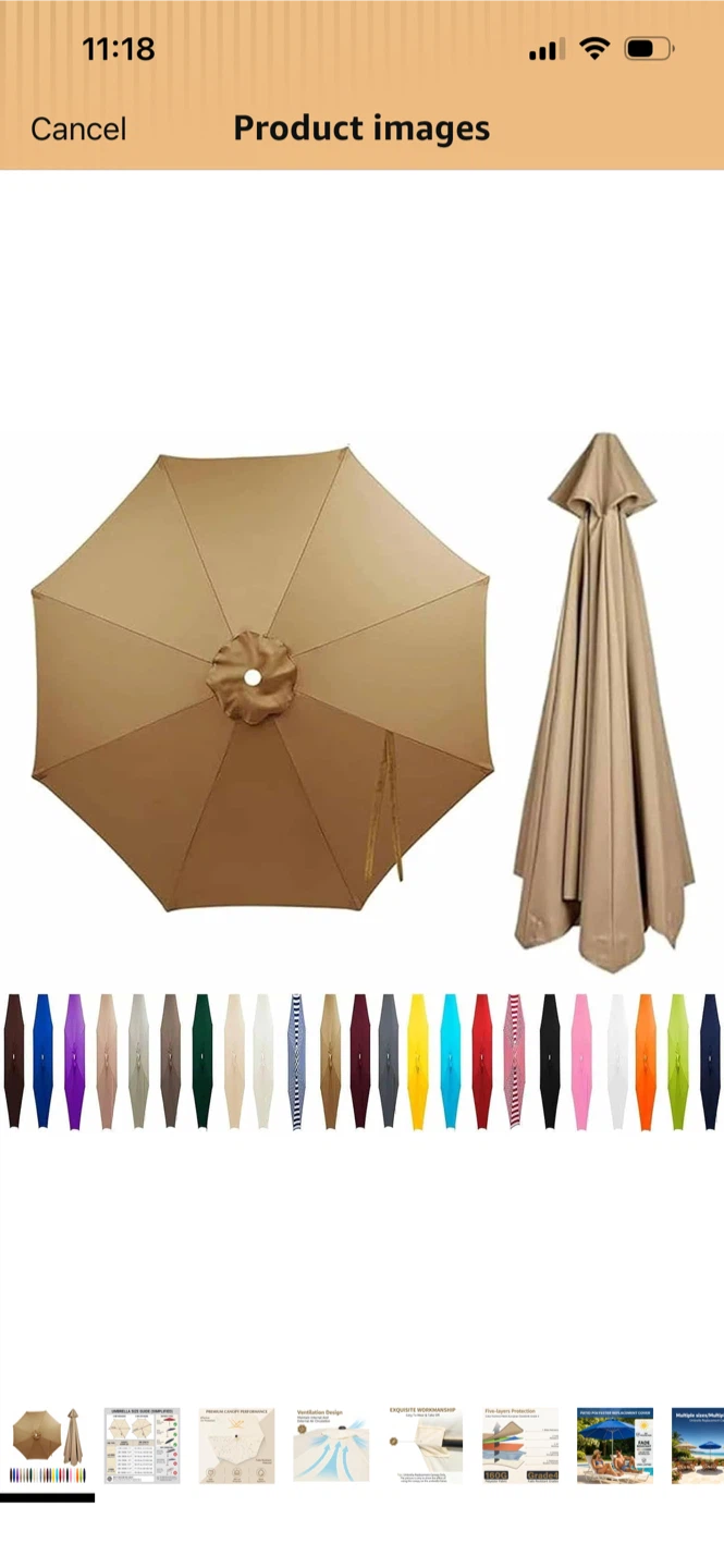New-Dark Taupe Patio Umbrella Replacement Canopy
