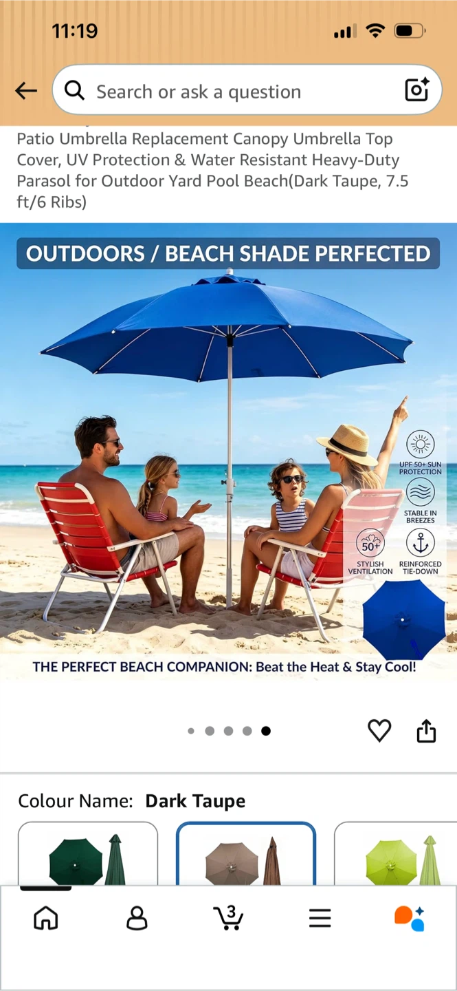 New-Dark Taupe Patio Umbrella Replacement Canopy - photo 5