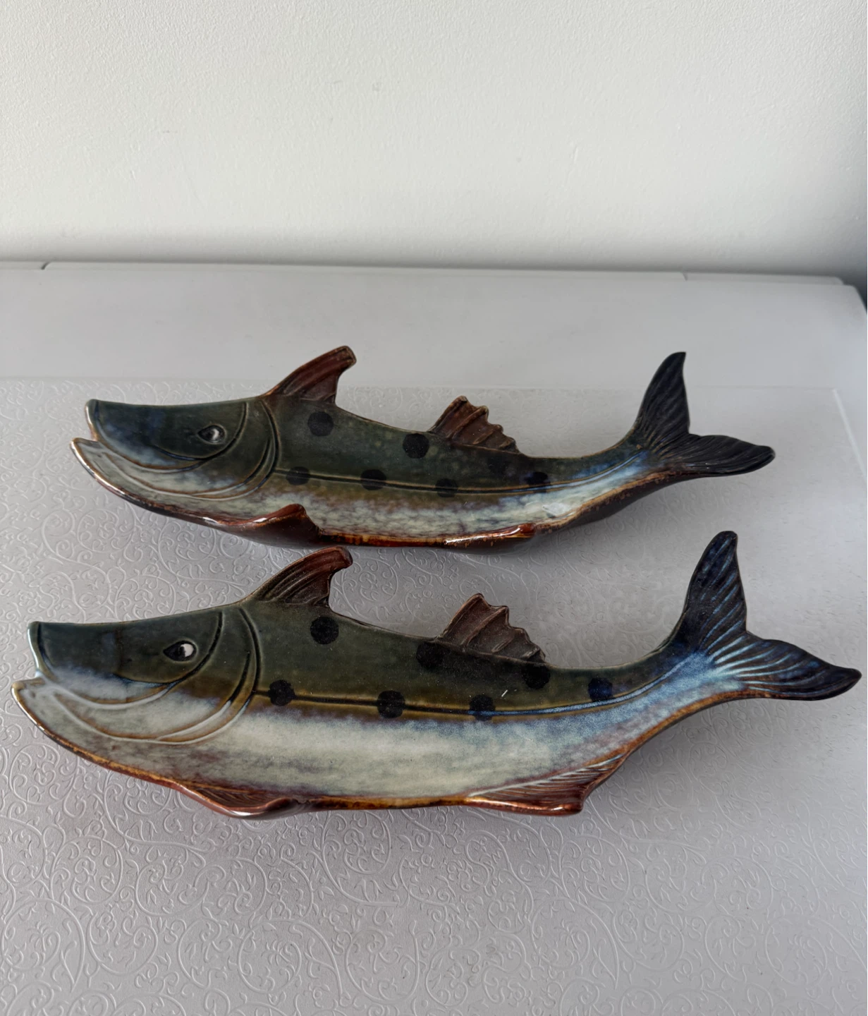 Set of 2 Ceramic Fish Shaped Serving Dishes