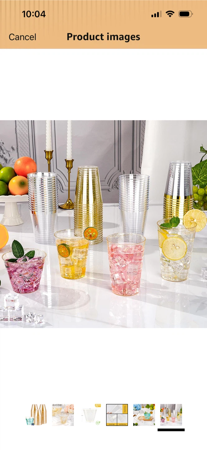 New-Goodluck Gold Glitter Plastic Cups 100pk - photo 2