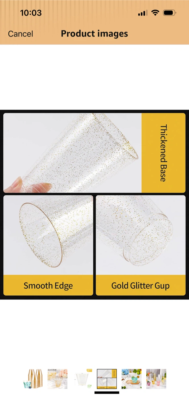 New-Goodluck Gold Glitter Plastic Cups 100pk - photo 4