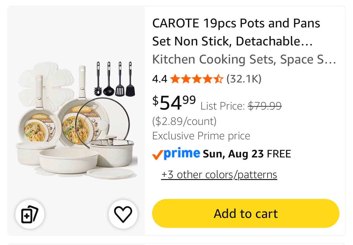 CAROTE 19pcs Pots and Pans Set - photo 3