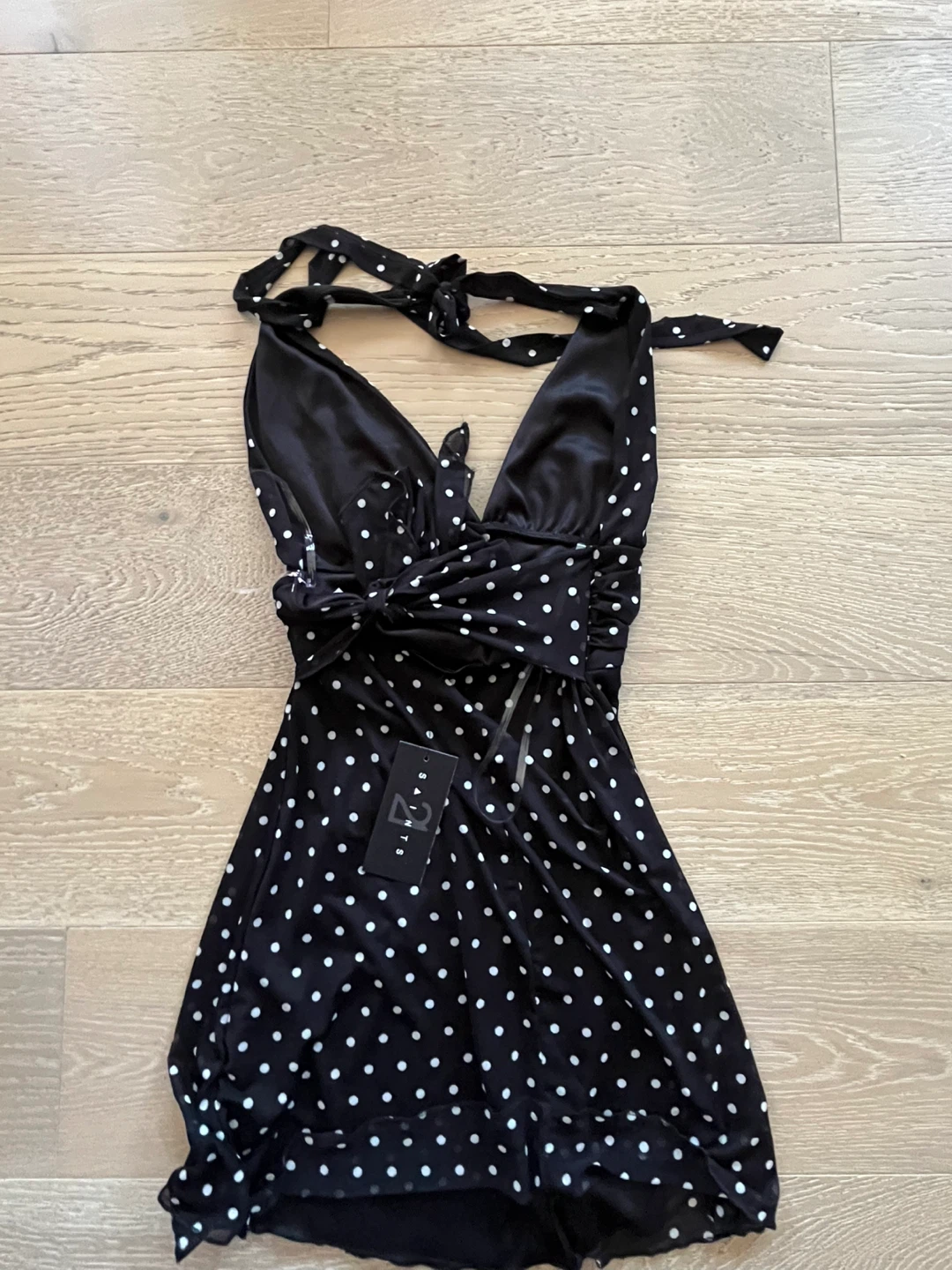 Saints black and white polka dot halter dress - photo 2