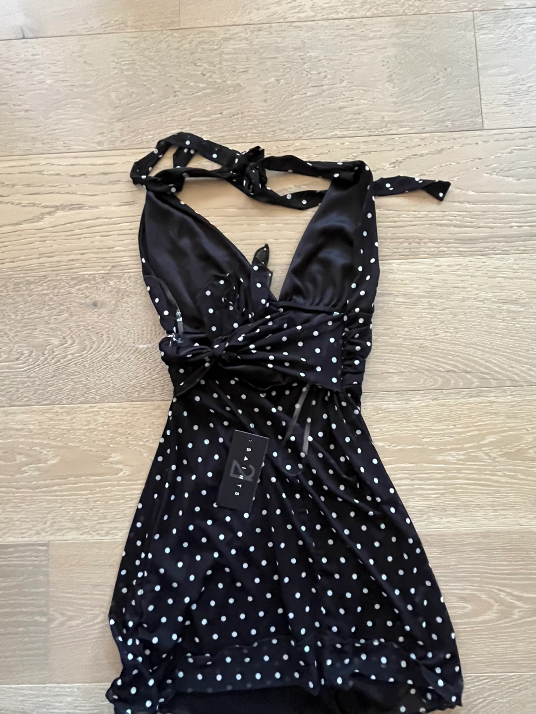 Saints black and white polka dot halter dress - photo 3