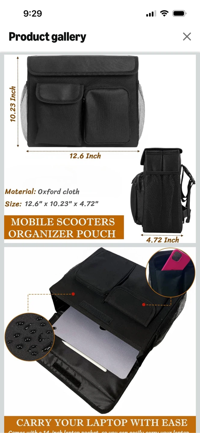 New-Electric Mobility Scooter Organizer Bag in Black - photo 4