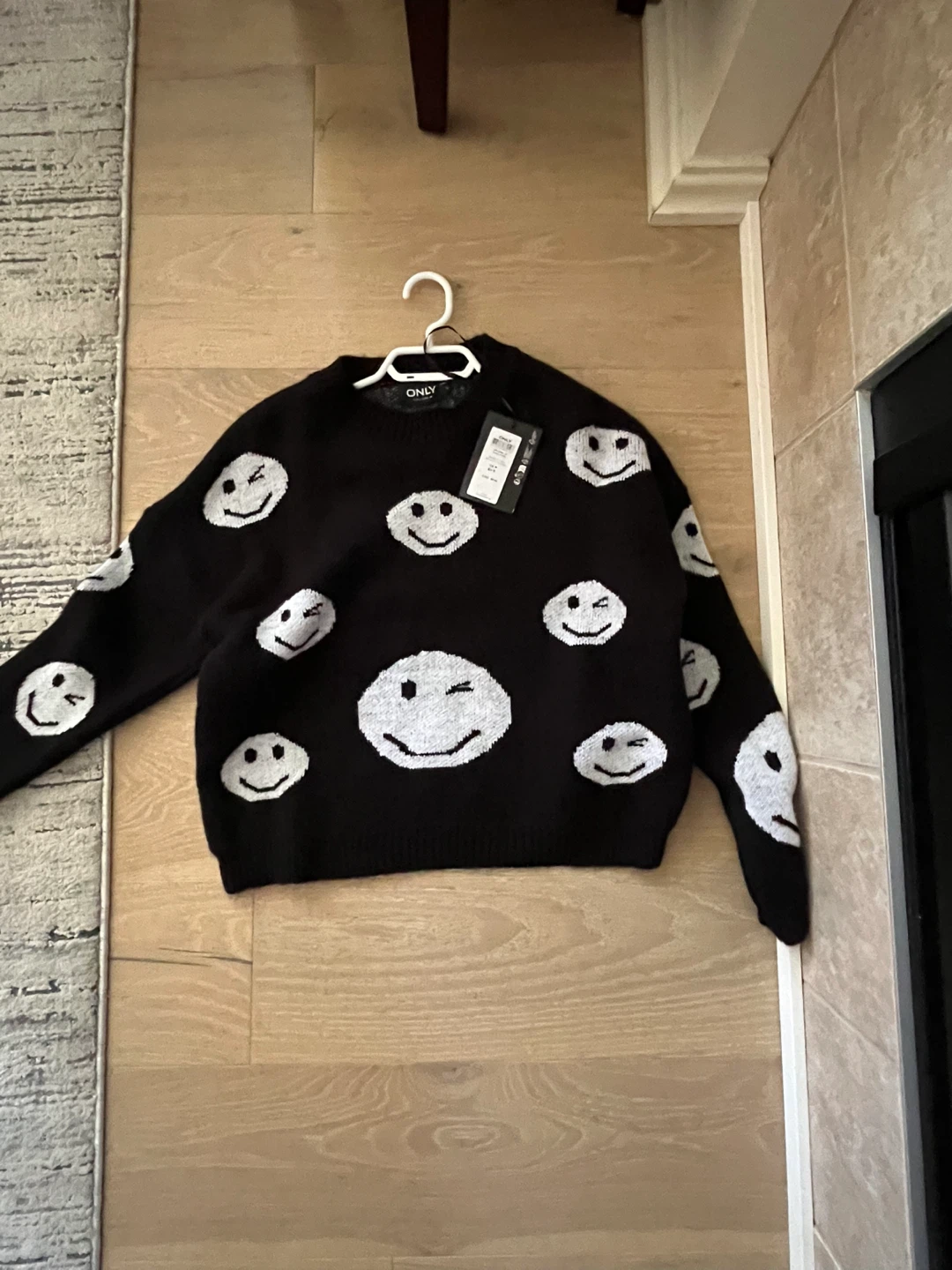 ONLY Black Smiley Face Knit Sweater Small