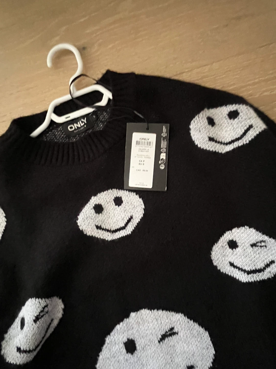 ONLY Black Smiley Face Knit Sweater Small - photo 2