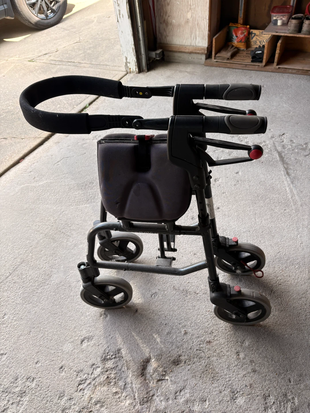 Carex black rollator walker with seat