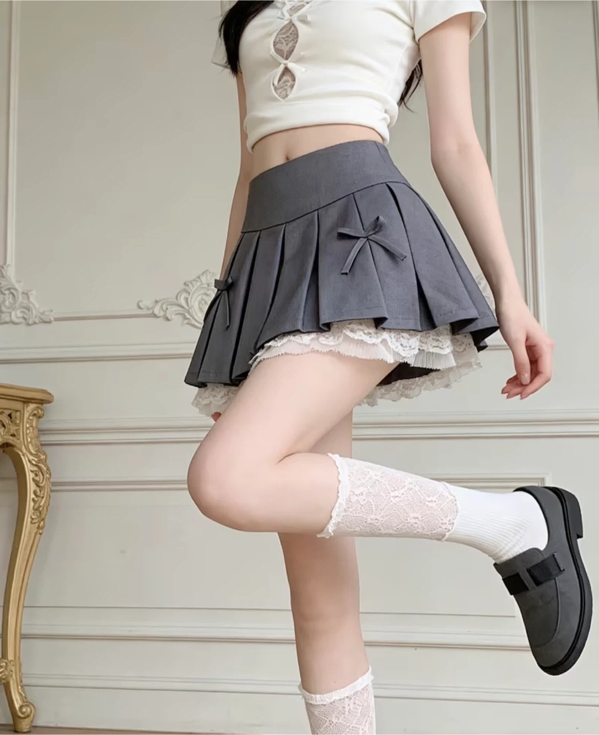 Mini Skirt with Lace!🤍(XL)