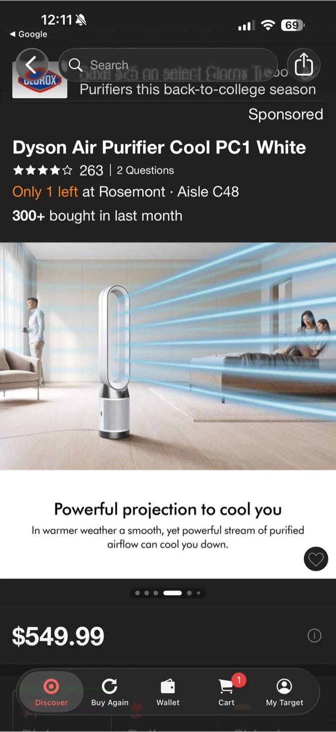 Dyson Air Purifier Cool PC1 White - photo 2