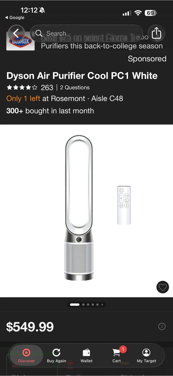 Dyson Air Purifier Cool PC1 White - photo 3