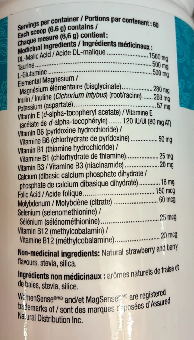 New Sealed WomenSense  Magnesium Bisglycinate Formula 400g - photo 2