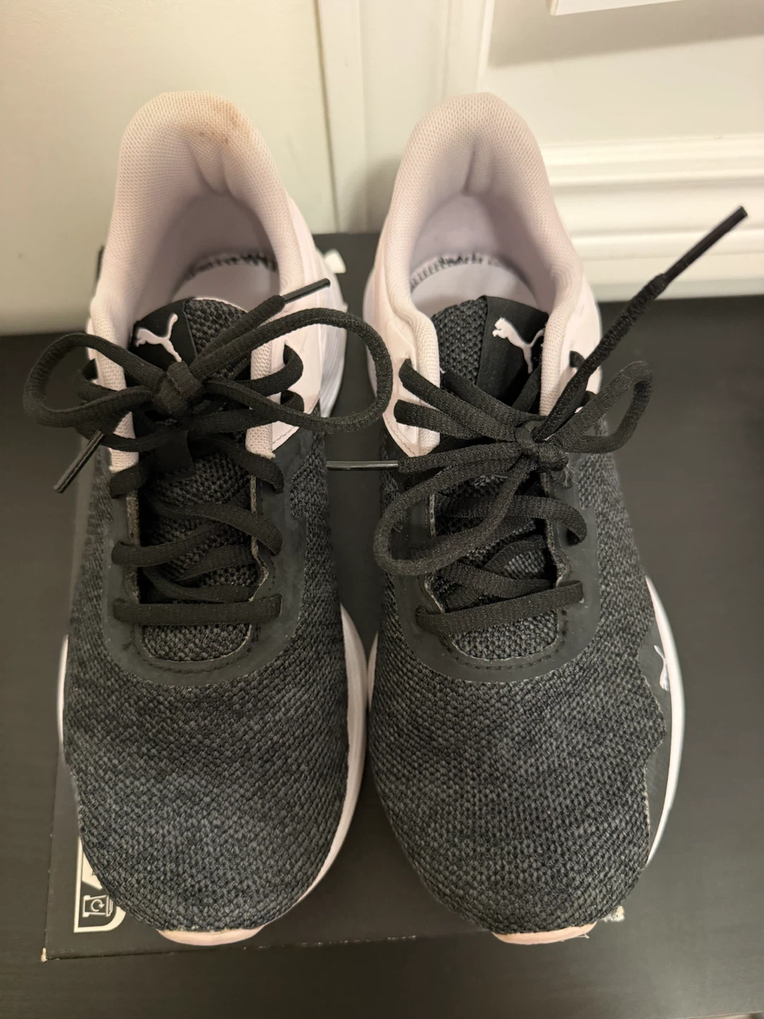 Puma black and pink mesh running shoes