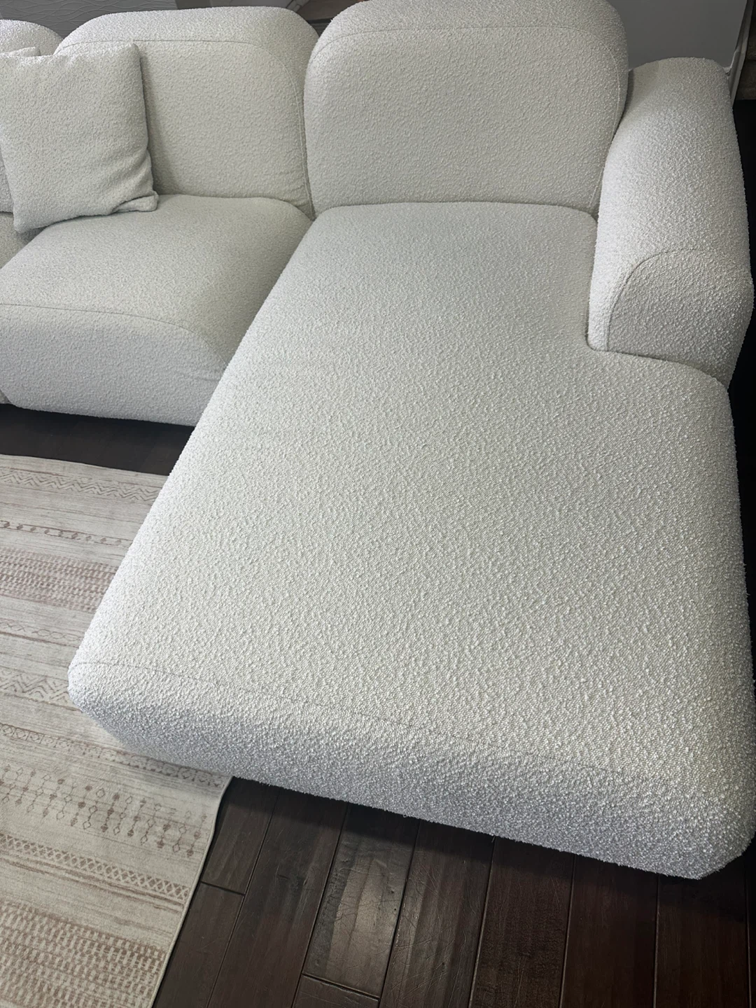 White Bouclé Sectional Sofa - photo 2