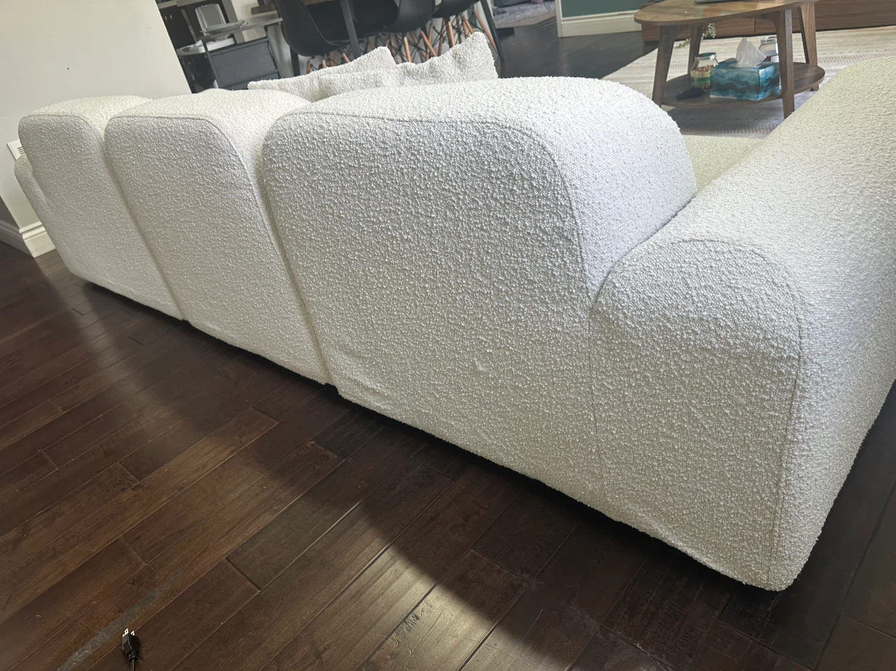 White Bouclé Sectional Sofa - photo 4