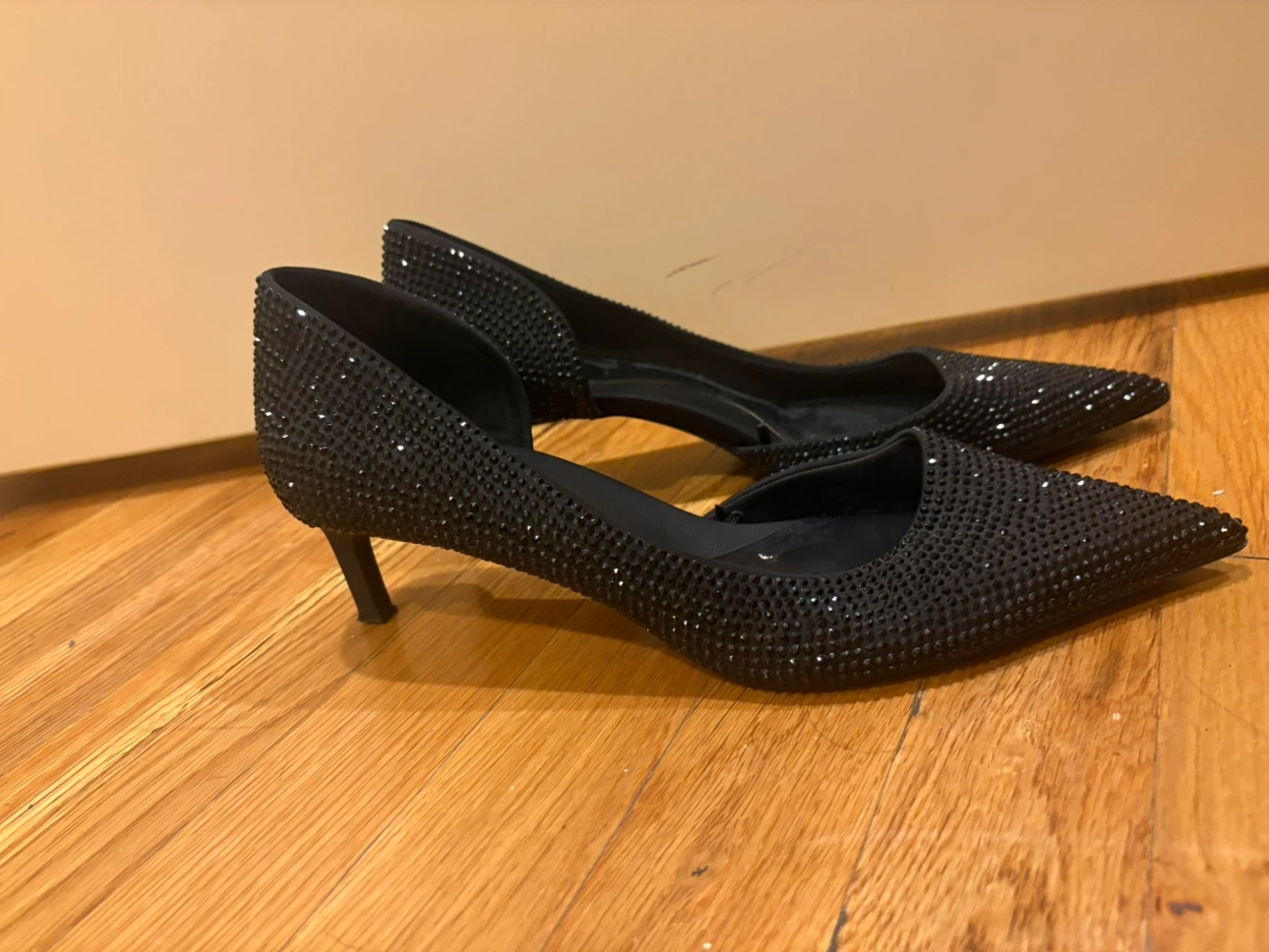 Black Sparkly D'Orsay Heels