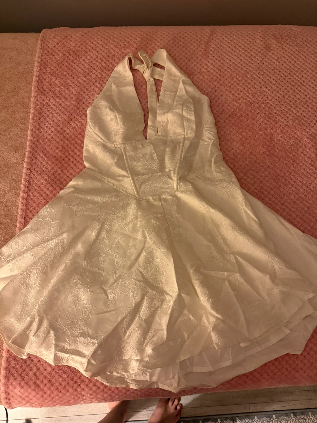 White Halter Neck Corset Dress - photo 3