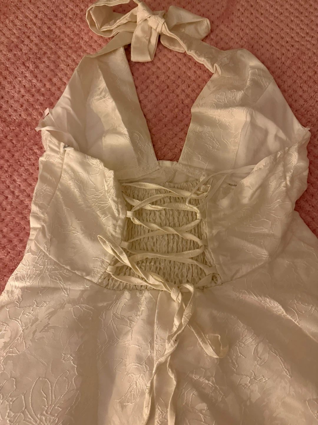 White Halter Neck Corset Dress - photo 4
