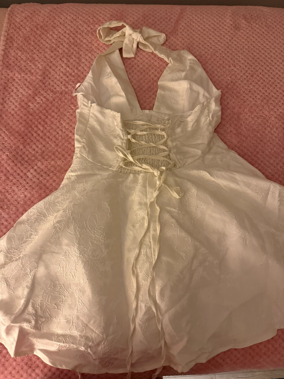 White Halter Neck Corset Dress - photo 5