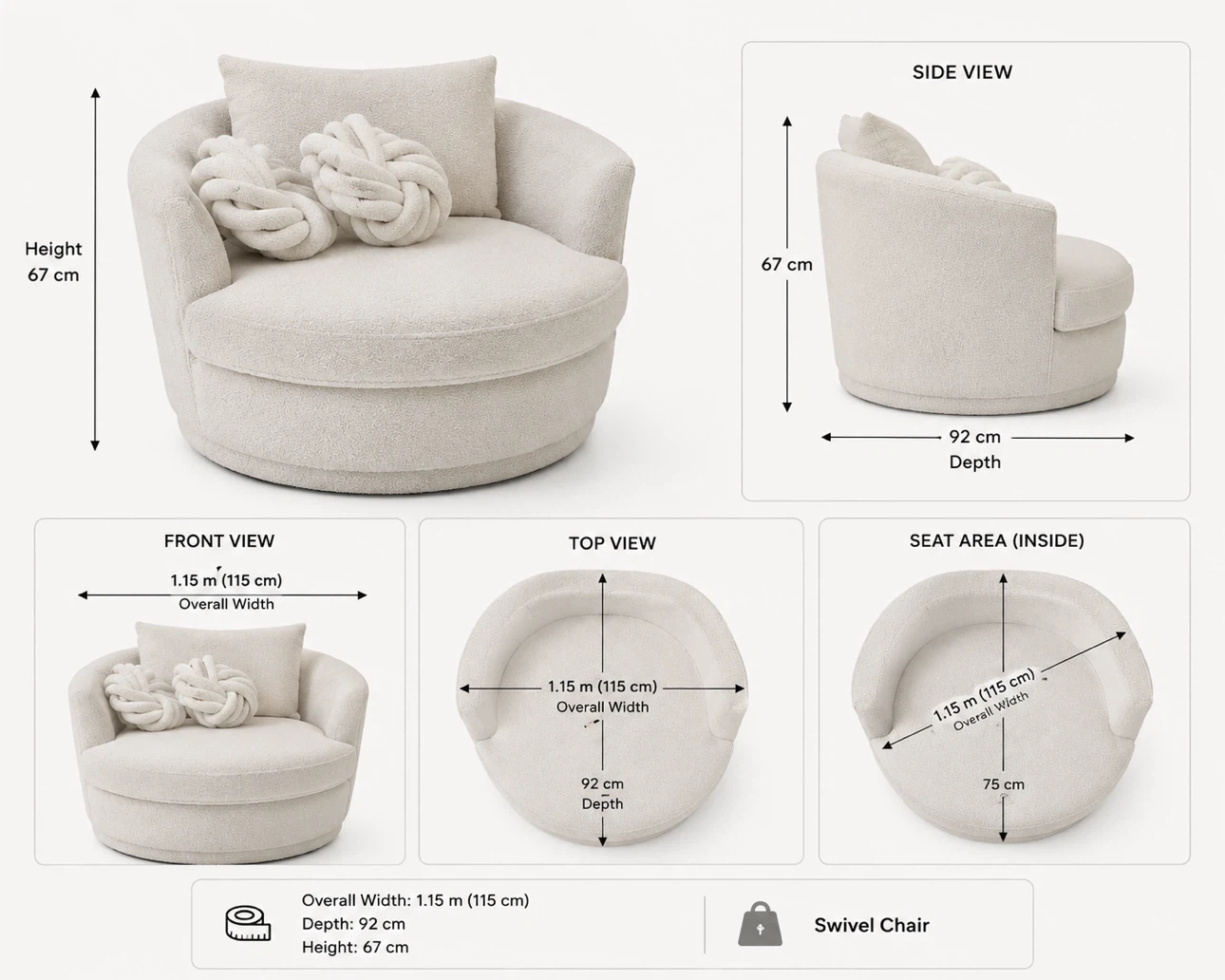 Decore Rest Swivel Accent Chair – 360° Rotating – Lightly Used - photo 2
