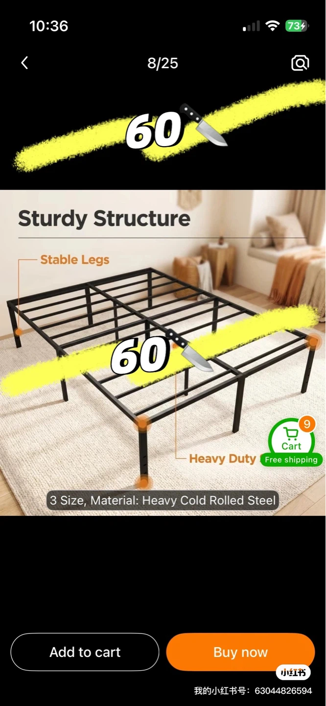 Heavy Duty Steel queen sized Bed Frame - photo 3