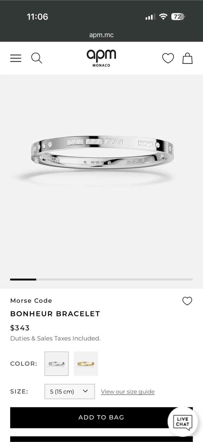 APM Monaco Silver Bracelet Bangle