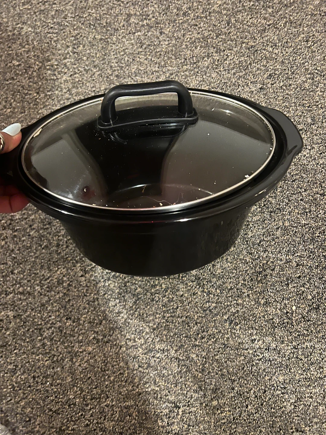 Black Slow Cooker with Glass Lid