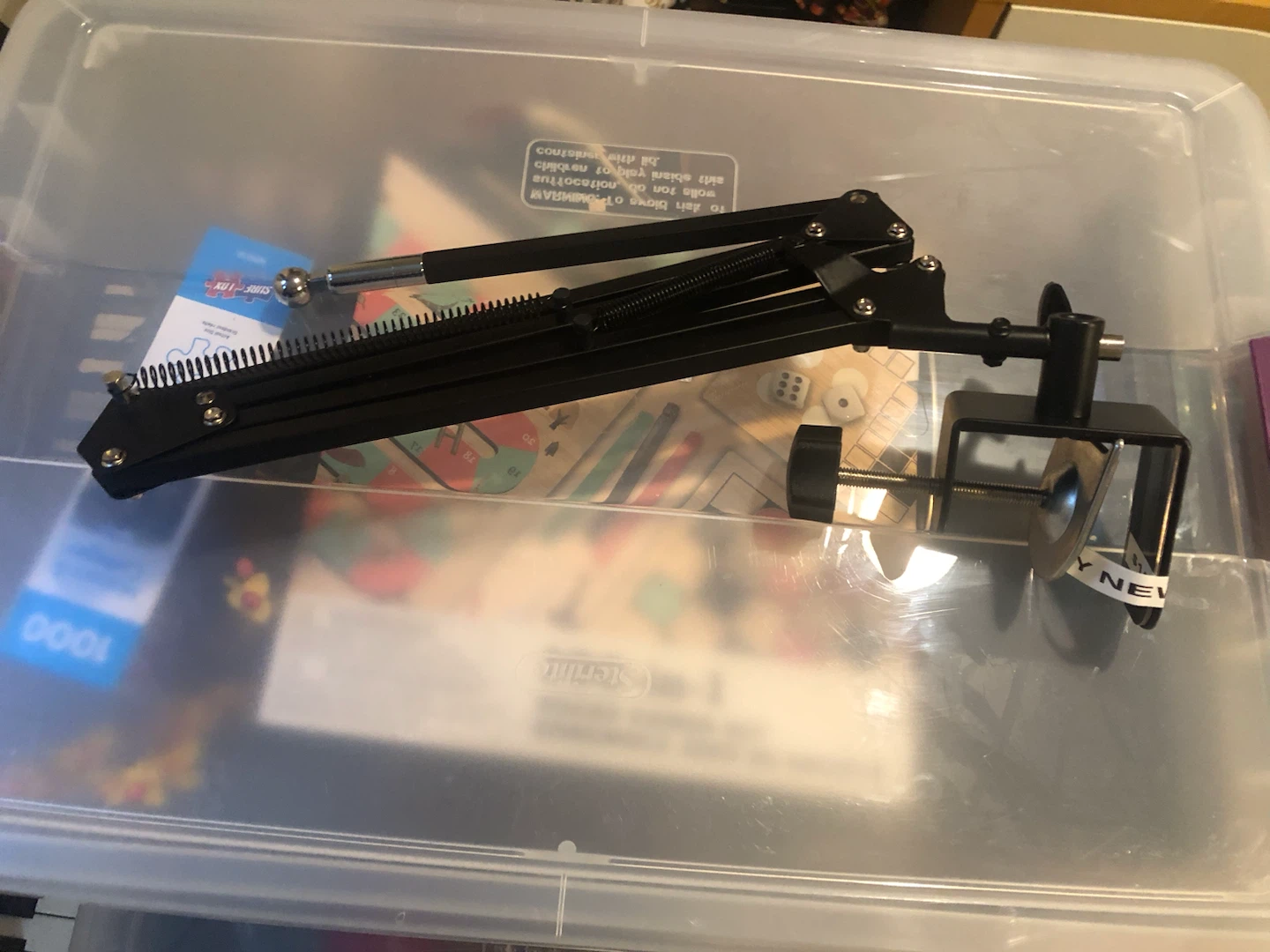 Black adjustable bed mount boom arm