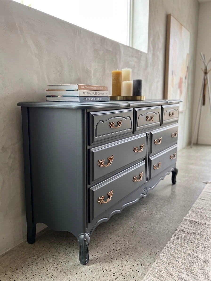 Dark Grey Dresser with Gold Hardware - photo 2