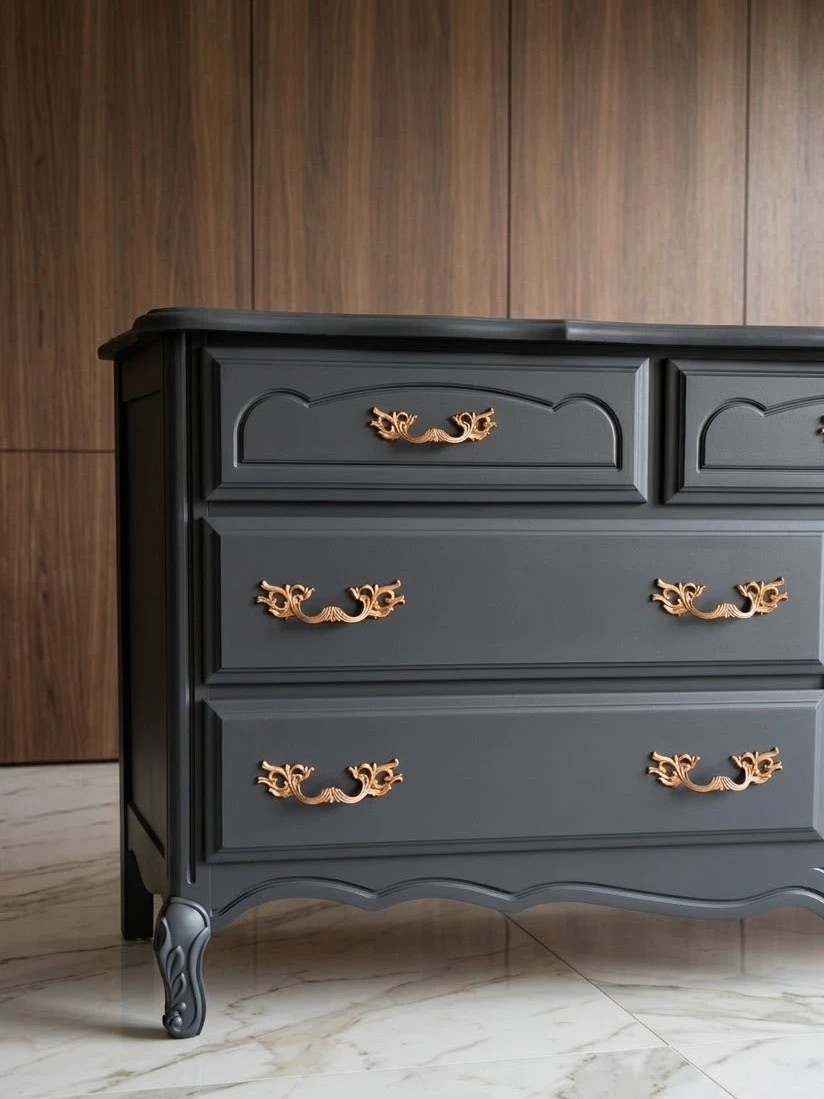 Dark Grey Dresser with Gold Hardware - photo 3