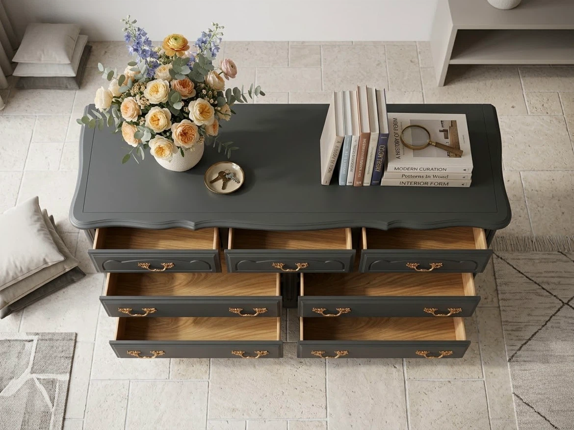 Dark Grey Dresser with Gold Hardware - photo 4