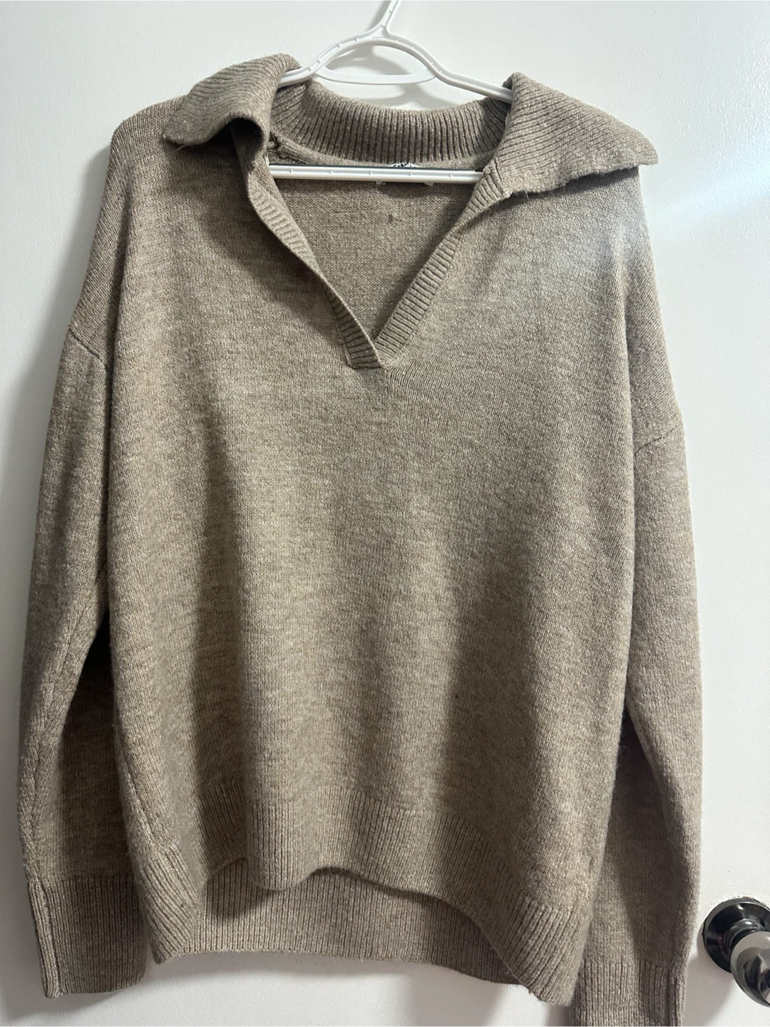 Tan Collared Knit Sweater