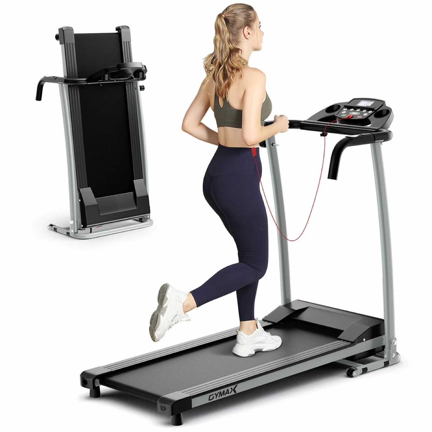 GYMAX Folding Treadmill with Shock Absorbers