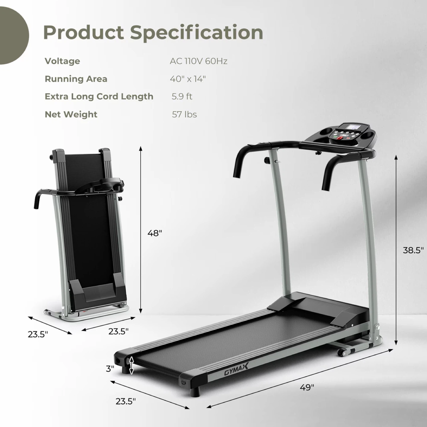 GYMAX Folding Treadmill with Shock Absorbers - photo 2