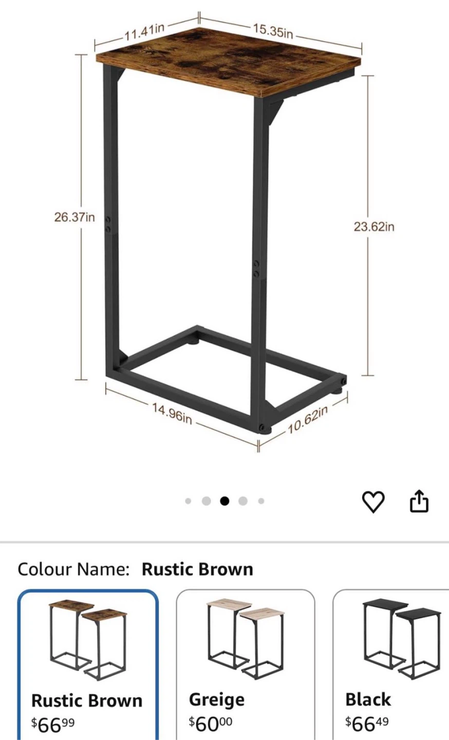 *NEW* Brown C-Table Side Table End Table for laptop bedside - photo 2