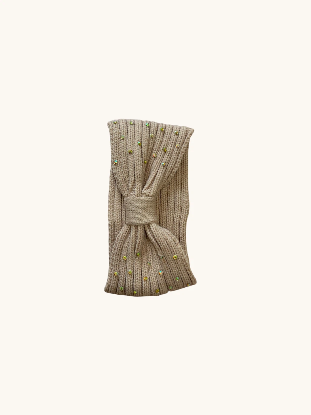 Beige Knit Headband with Rhinestones - photo 3