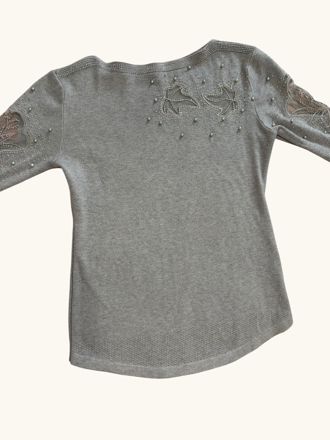 Grey Embellished Sweater with Bell Sleeves - photo 2