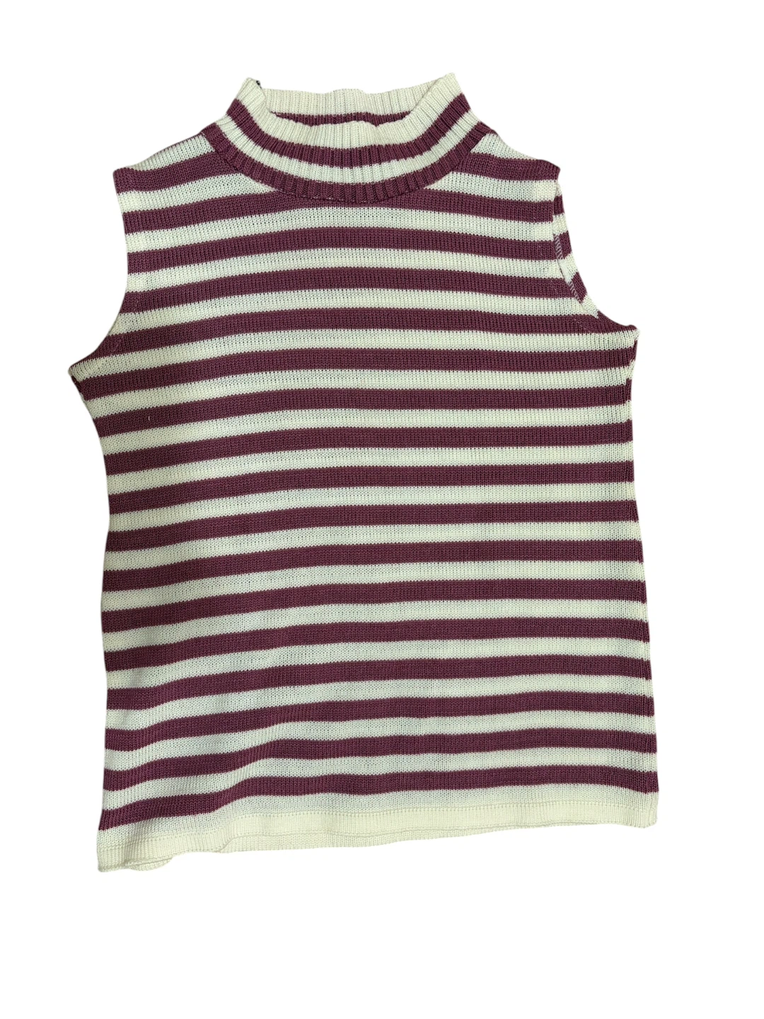 Striped Mock Neck Sleeveless Top