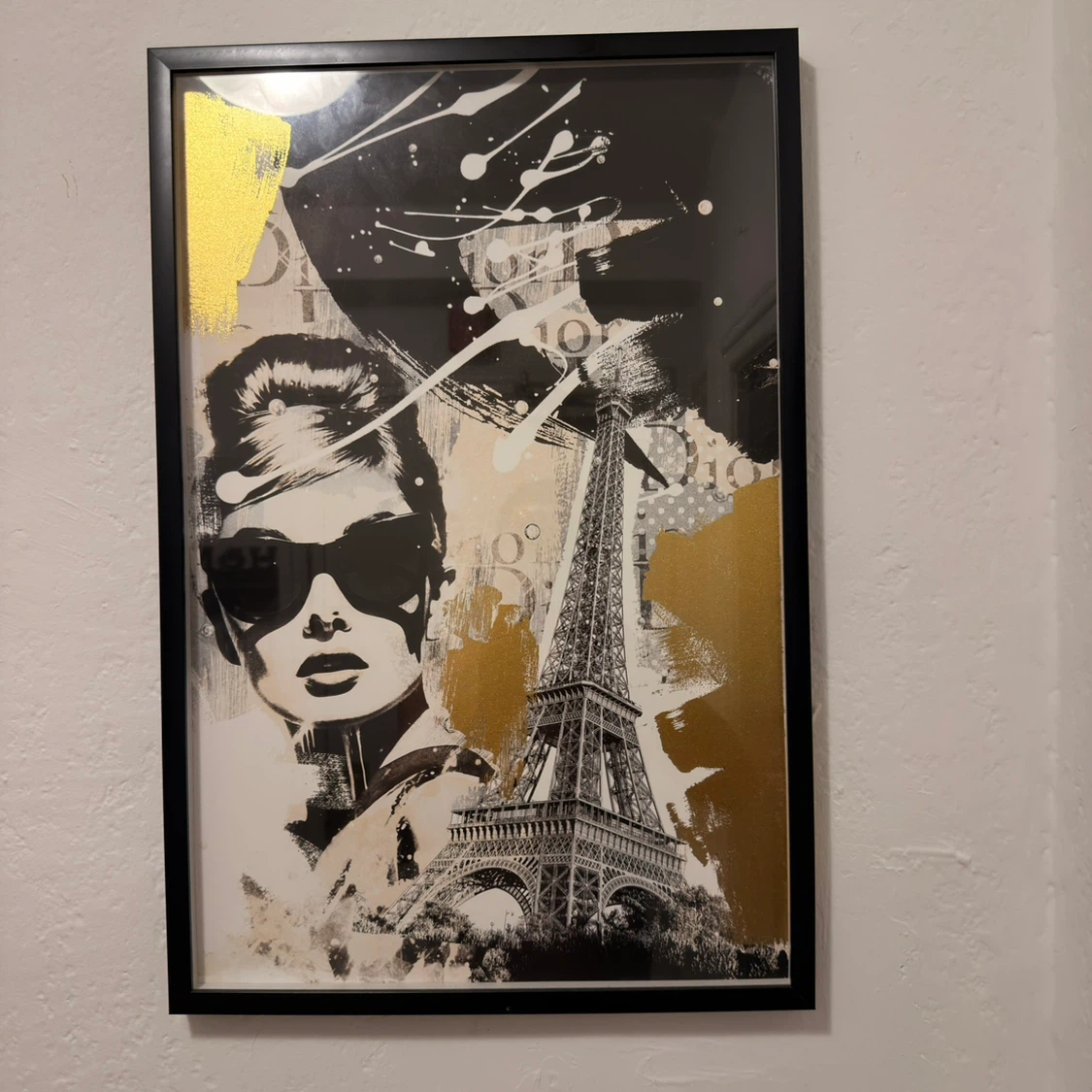 Framed Wall Art - Audrey Hepburn & Eiffel Tower