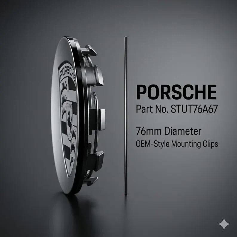 Porsche Wheel Center Caps - Gray & Black Edition (Set of 4) - photo 2