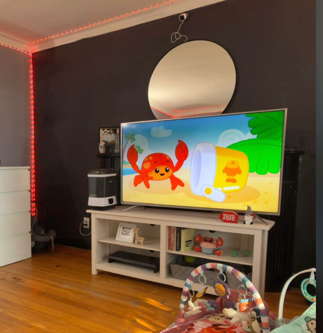 White TV Stand with Shelves - Moving Sale
