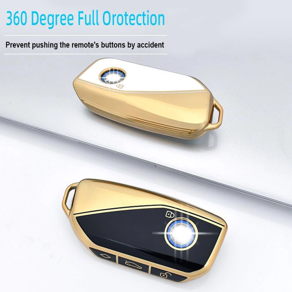 Gold Car Key Fob Case Cover BMW