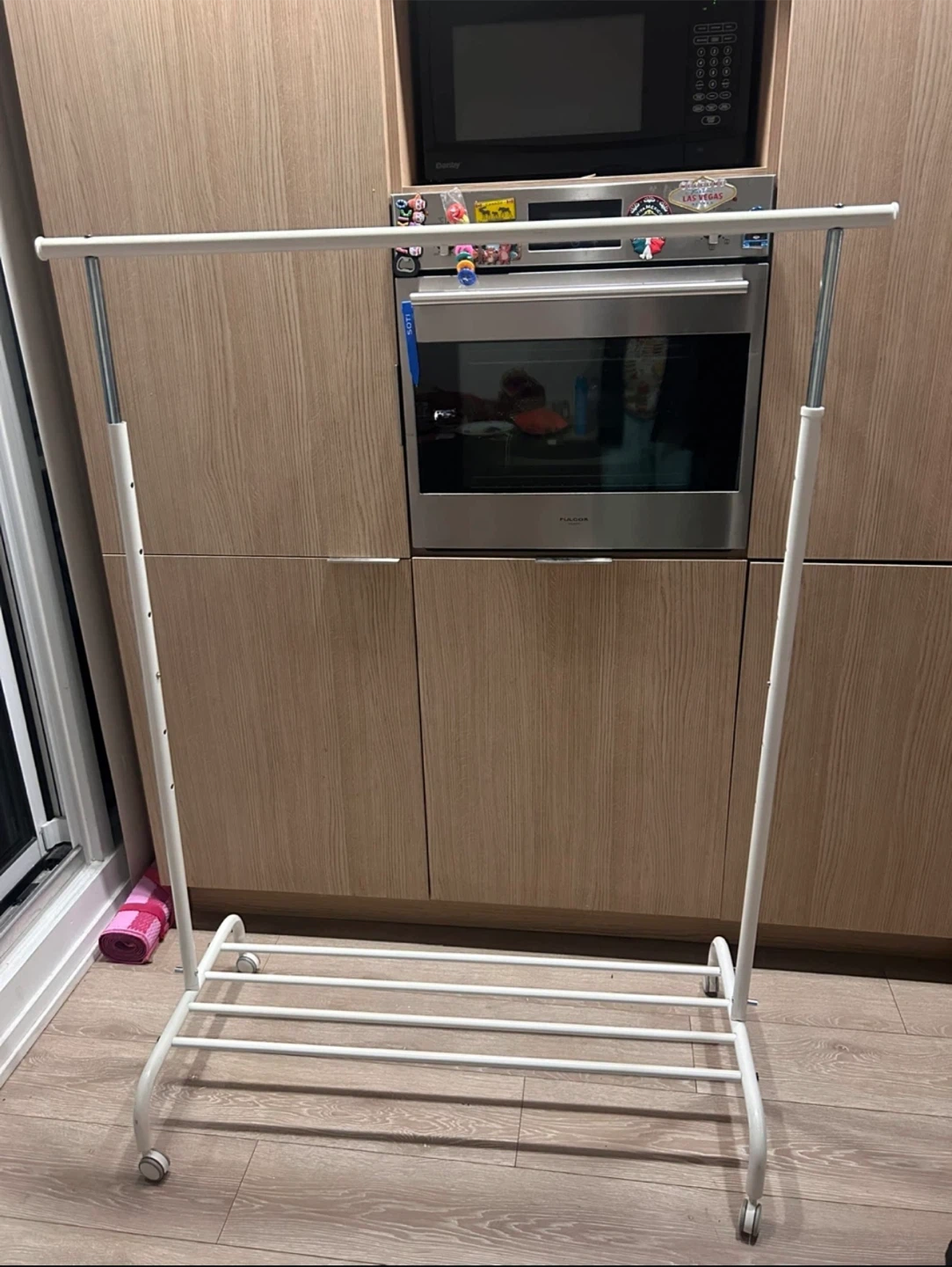 White Garment Rack with Wheels - Moving Sale