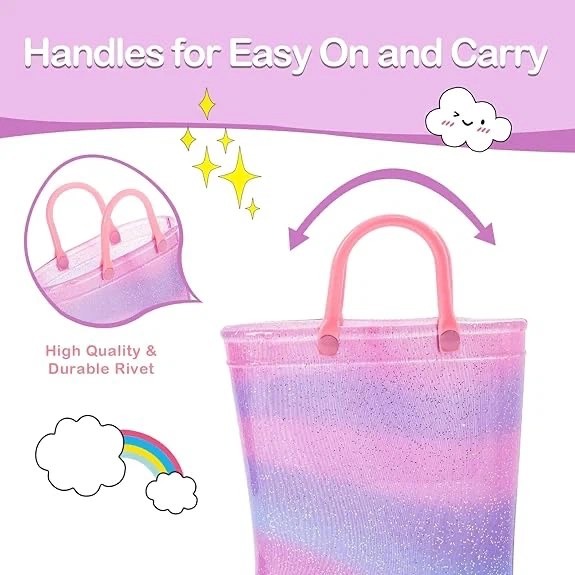 Girls' Glitter Rain Boots with Lights