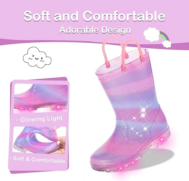 Girls' Glitter Rain Boots with Lights - photo 3