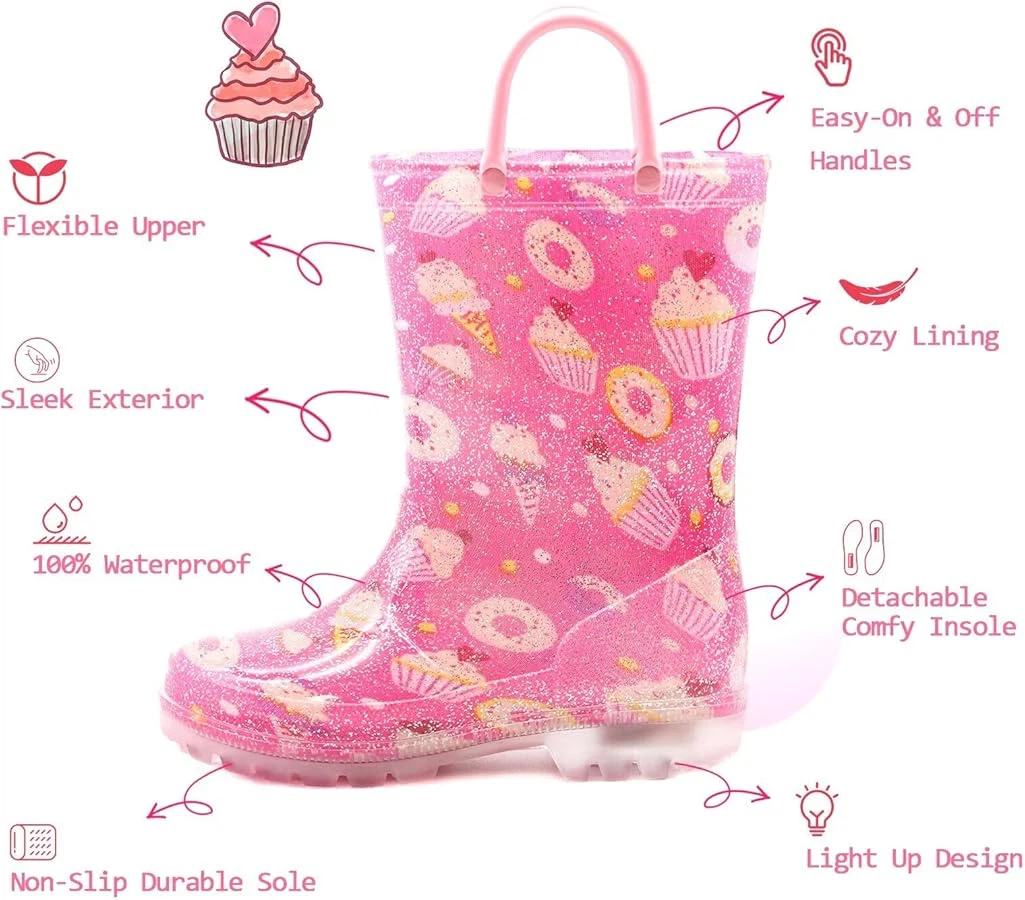 Pink Cupcake & Donut Light-Up Rain Boots with Handle - photo 2