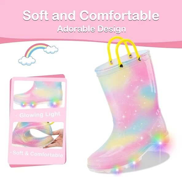 Kids Rainbow Light-Up Rain Boots with Handles - photo 5
