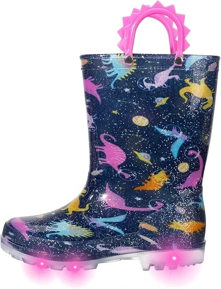 Kids Dinosaur Light-Up Rain Boots