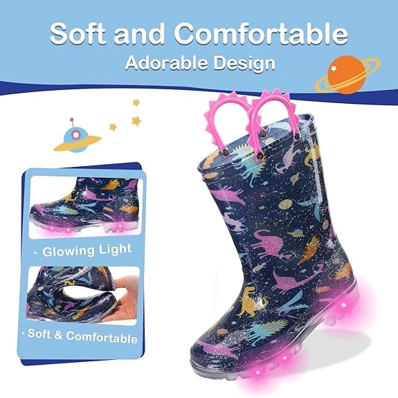 Kids Dinosaur Light-Up Rain Boots - photo 2