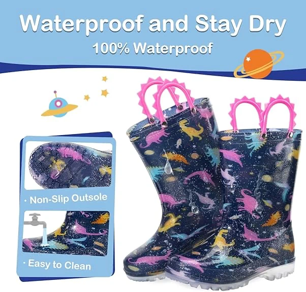 Kids Dinosaur Light-Up Rain Boots - photo 3